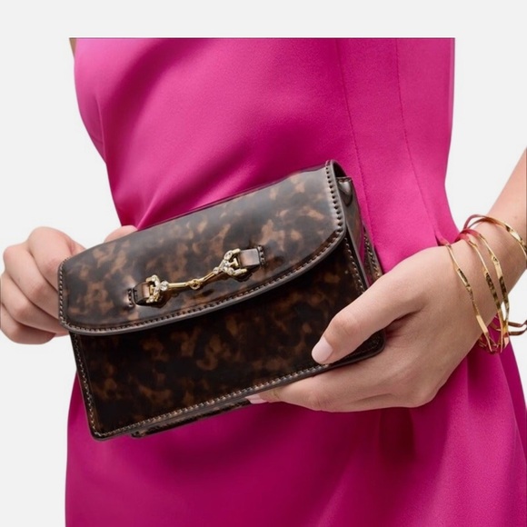 NEW SAM EDLEMAN LORRAINE TORTOISE SMALL LEATHER BOX CROSSBODY SHOULDER BAG NWT!! - Picture 6 of 7